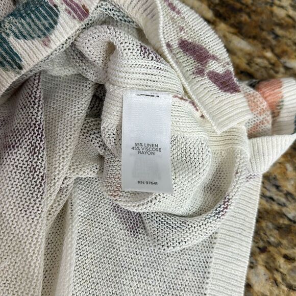 J. Jill Floral Print Linen Blend Relaxed Fit V-Neck Sweater Size M - Picture 7 of 10